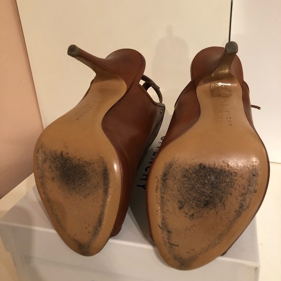 GIVENCHY Peep Toe Zip Front Leather Ankle Boot Gladiator Sandal Cognac, 37.5 - Picture 9 of 10